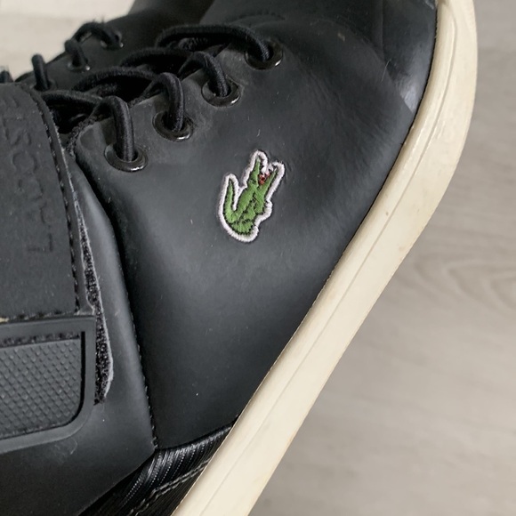 Lacoste Explorateur Classic High Top Black Leather Lace Up Sneakers Shoes sz 12‎ - Picture 8 of 10